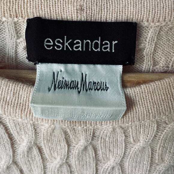 Eskandar Diamond Trellis Cashmere Sweater Oversized Boxy Lightweight Pale pink - Picture 5 of 16